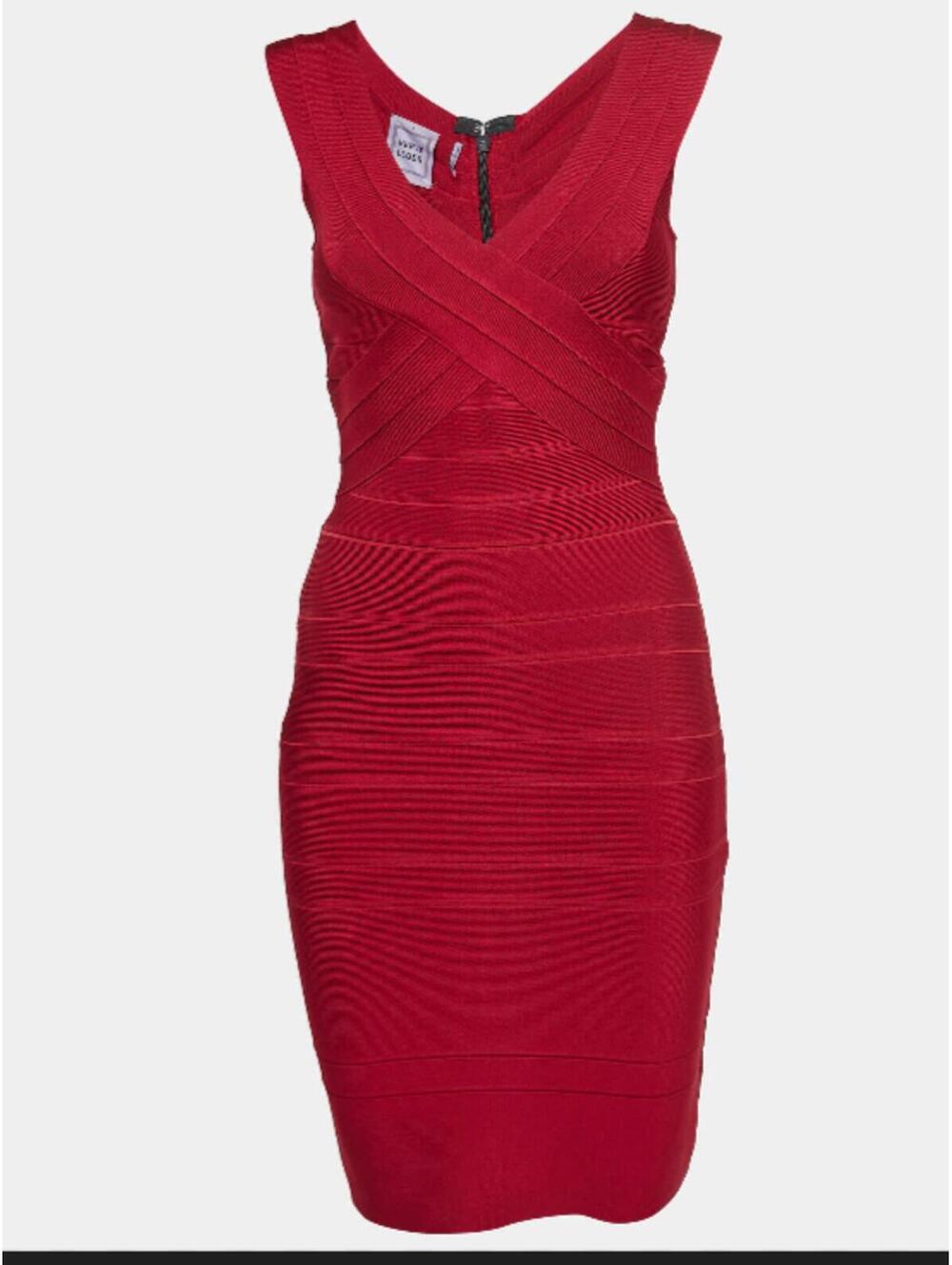 HERVE LEGER burgundy classic bandage dress sz XS